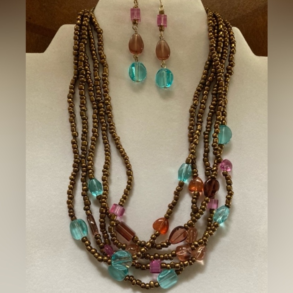 Vintage Beaded Necklace and Earrings